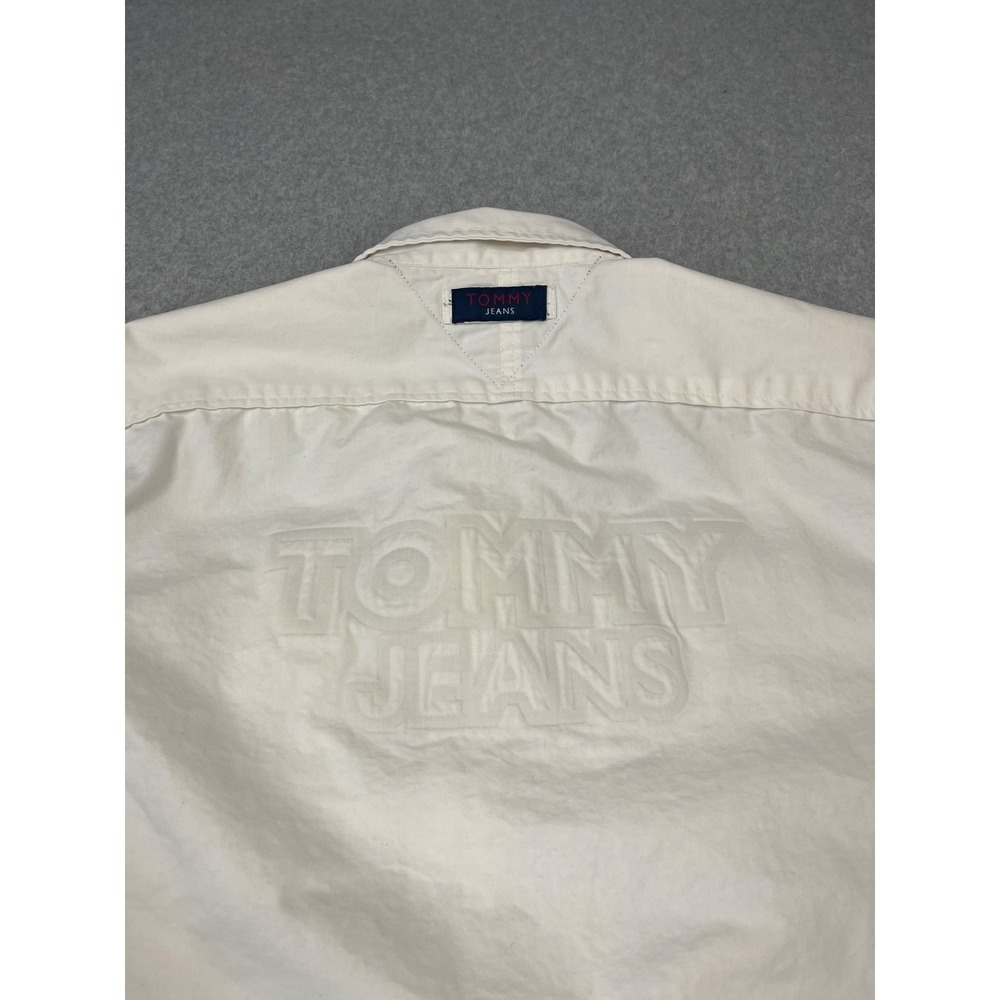 Vintage Tommy Jeans Safari Shirt Mens XL White Long Sleeve Fishing 90s Logo